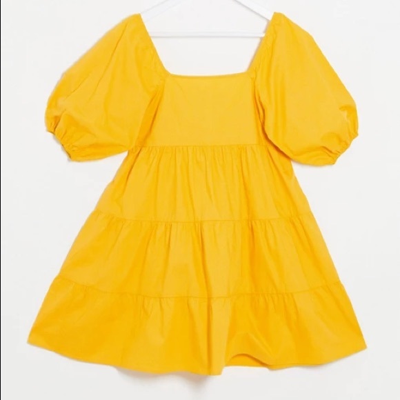 ASOS Dresses & Skirts - ASOS Influence puff sleeve smock dress in yellow